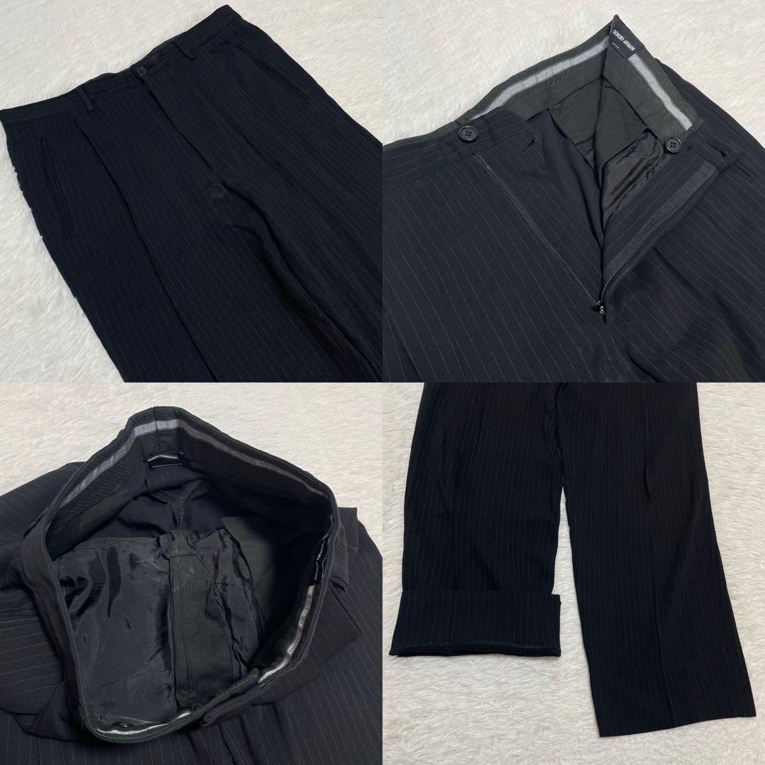Giorgio Armani Black Tag Suit Setup 52 Finest Black Stripe