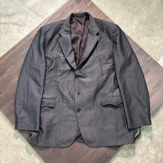 7AS11 Made in USA Tailored Jacket Striped Pattern Traditional Black Old Clothes