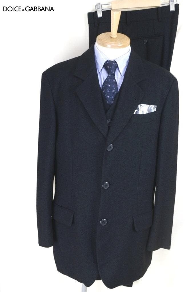 Super beautiful DOLCE&GABBANA 3-piece suit L-XL black D&G black Dolce