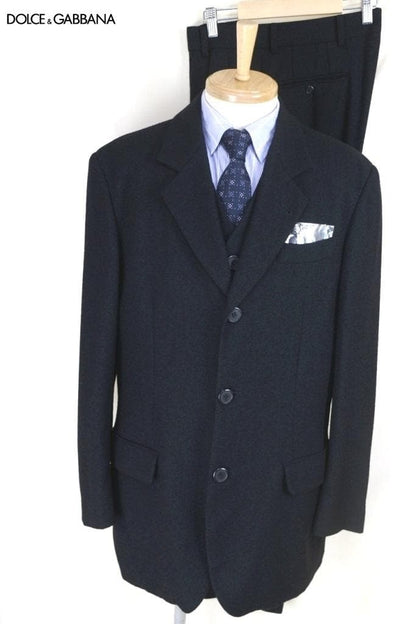 Super beautiful DOLCE&GABBANA 3-piece suit L-XL black D&G black Dolce