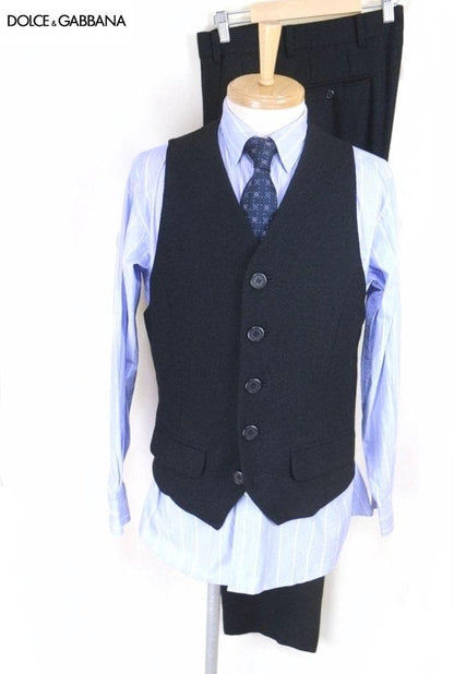 Super beautiful DOLCE&GABBANA 3-piece suit L-XL black D&G black Dolce