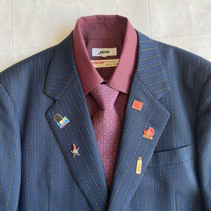 90s vintage Dior tie British fabric suit pins 4 piece set