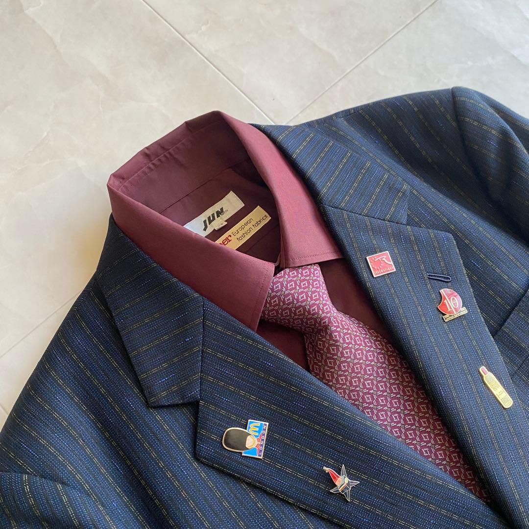 90s vintage Dior tie British fabric suit pins 4 piece set