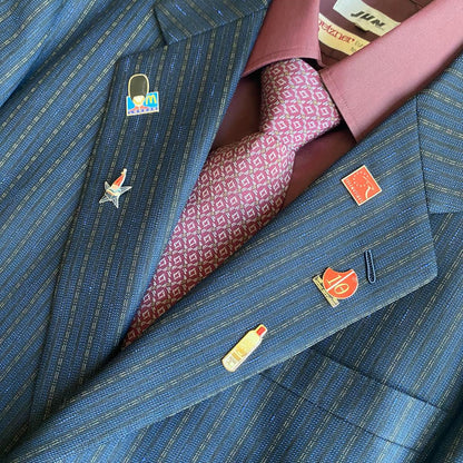 90s vintage Dior tie British fabric suit pins 4 piece set