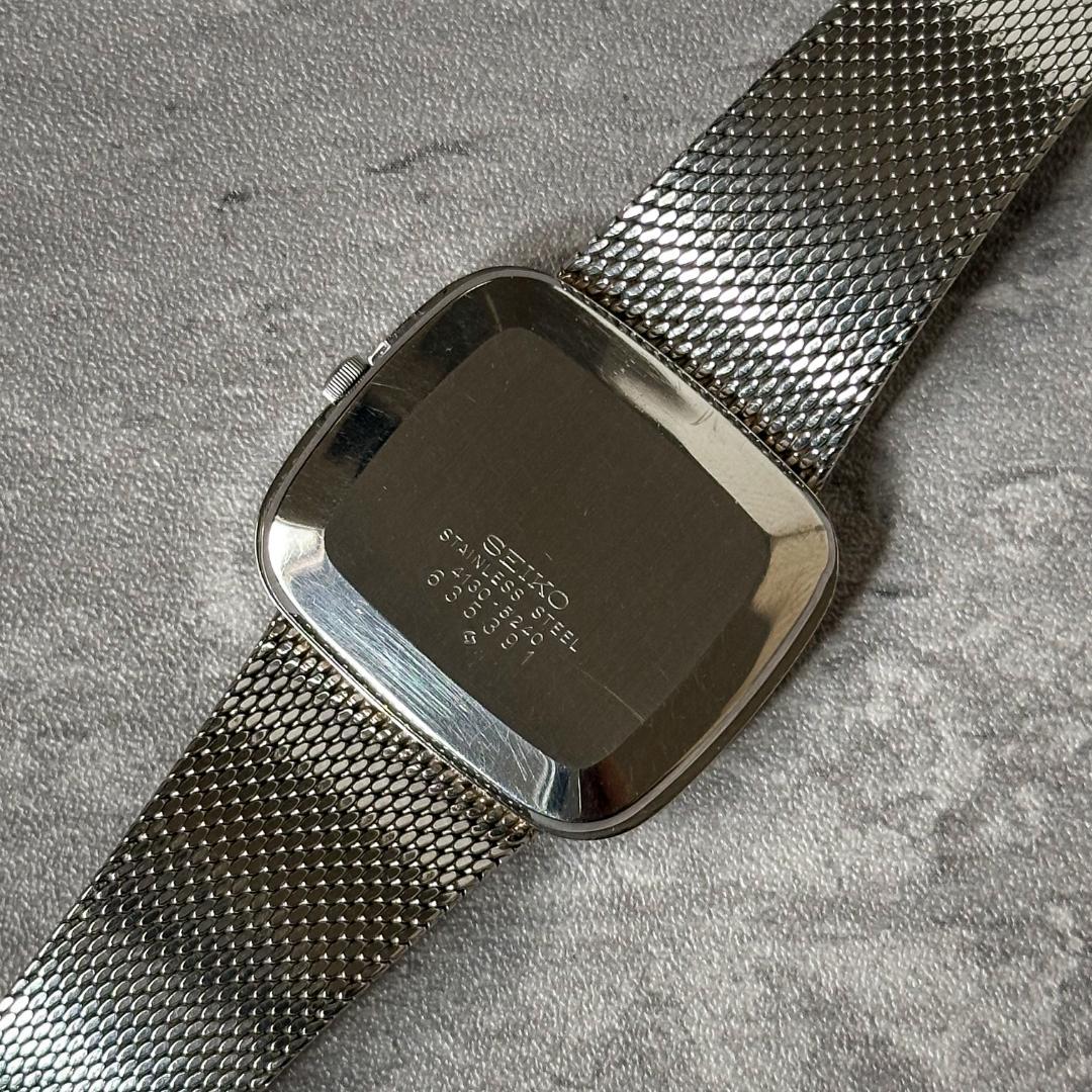SEIKO Quartz Silver Dial Mesh Watch Good Condition Men's Vintage