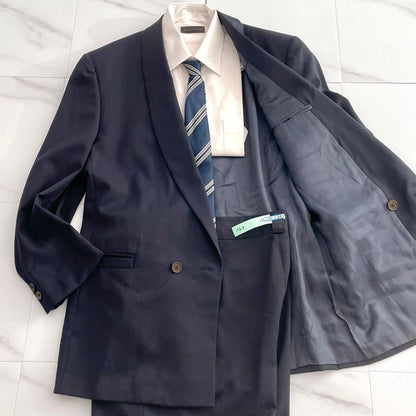 Gianni Versace Setup Suit Double 44 Navy Men's