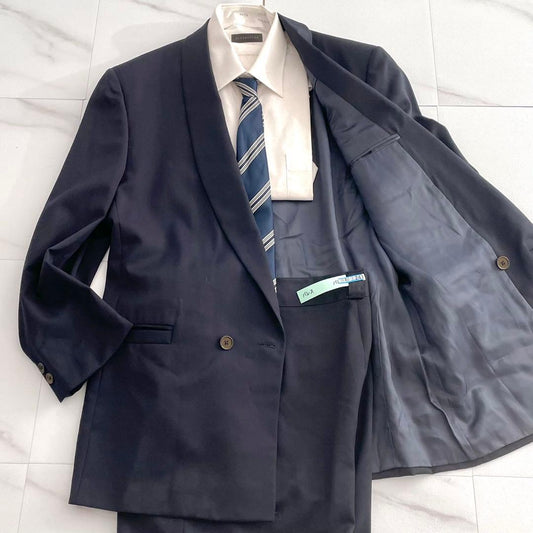 Gianni Versace Setup Suit Double 44 Navy Men's