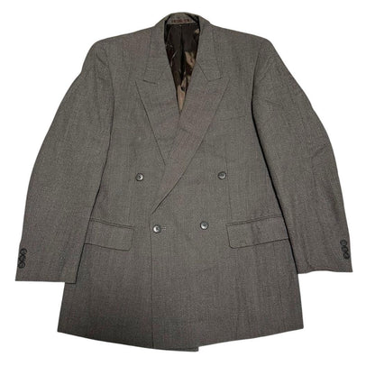 Suit setup double breasted casual gray tweed style XL