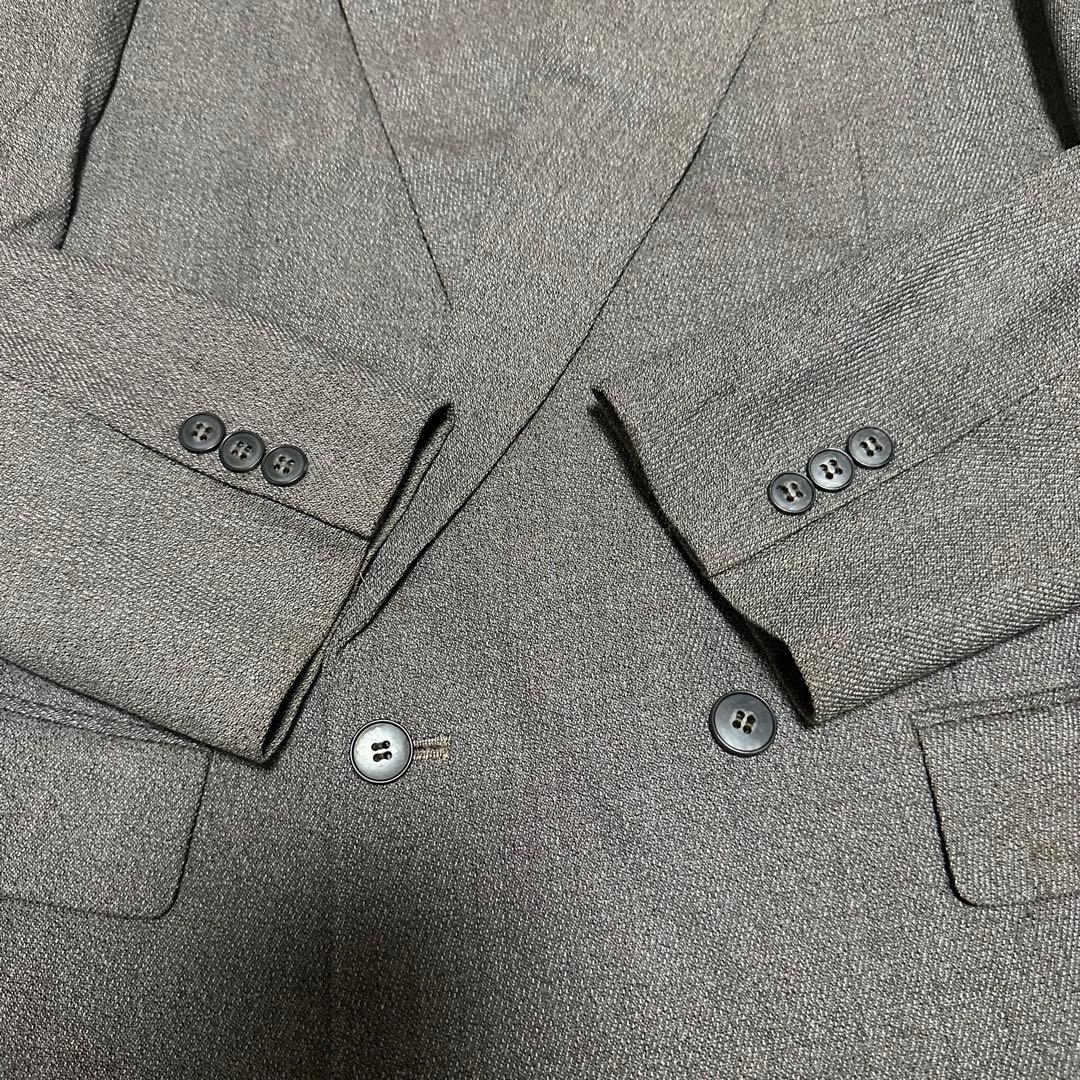 Suit setup double breasted casual gray tweed style XL
