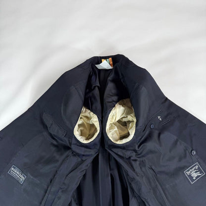 Burberrys Double Suit Navy Shadow Stripe 6 Button Vintage