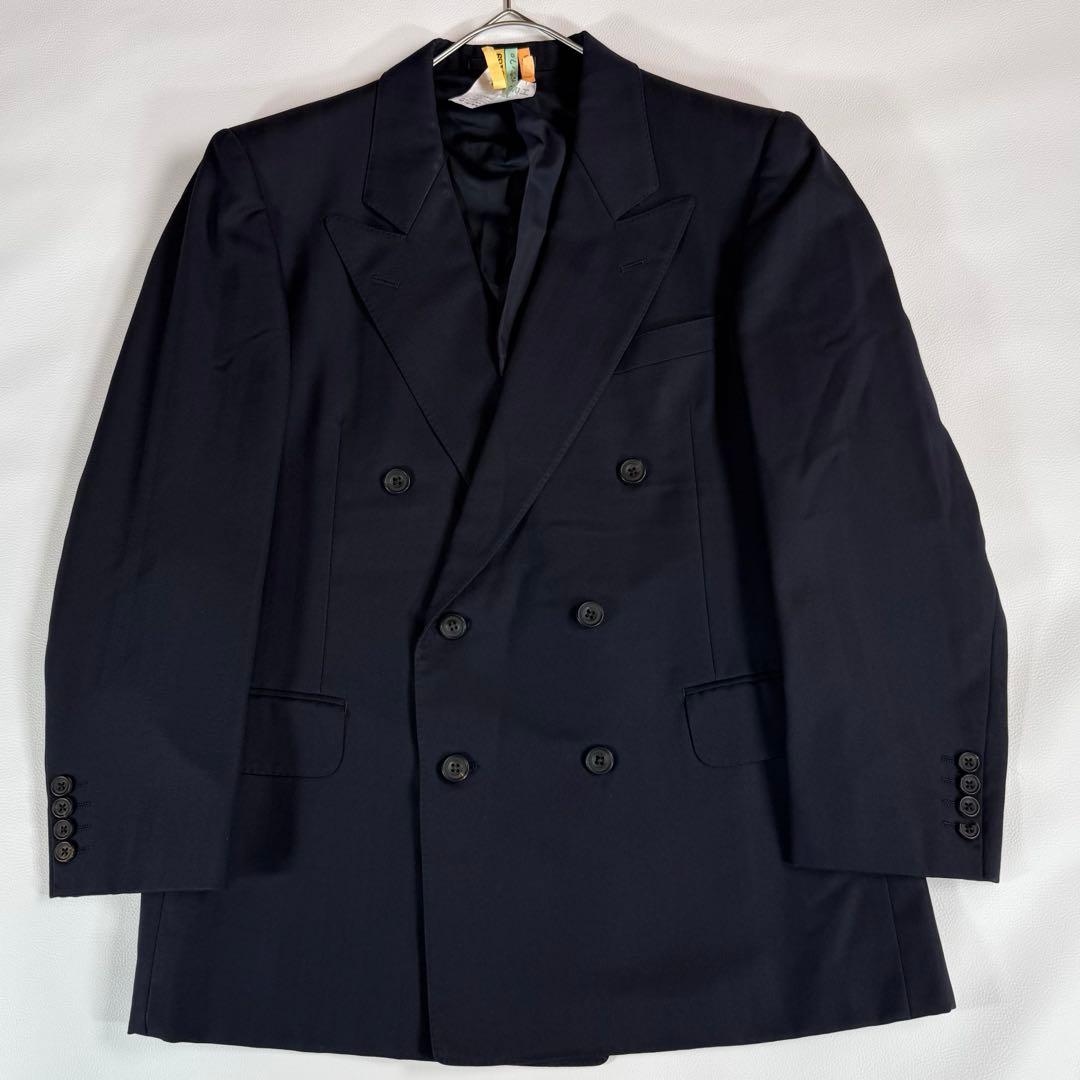 Burberrys Double Suit Navy Shadow Stripe 6 Button Vintage
