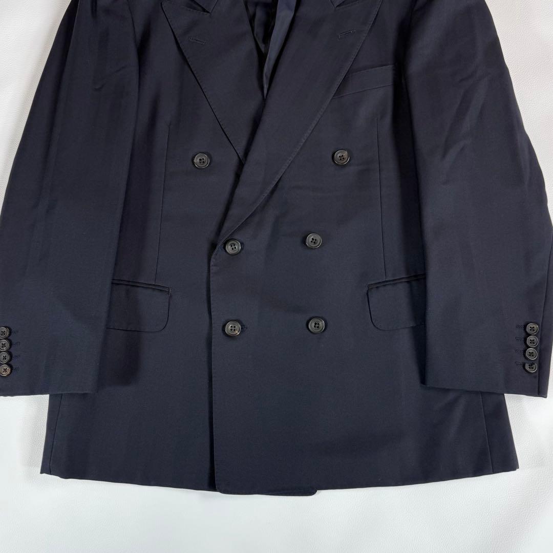 Burberrys Double Suit Navy Shadow Stripe 6 Button Vintage
