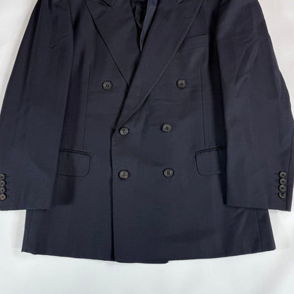 Burberrys Double Suit Navy Shadow Stripe 6 Button Vintage