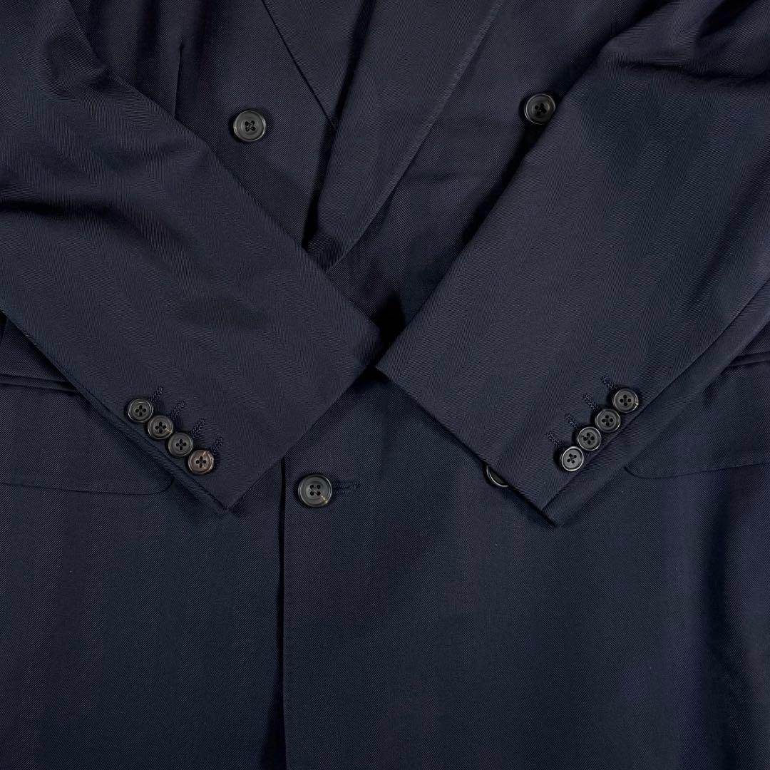 Burberrys Double Suit Navy Shadow Stripe 6 Button Vintage