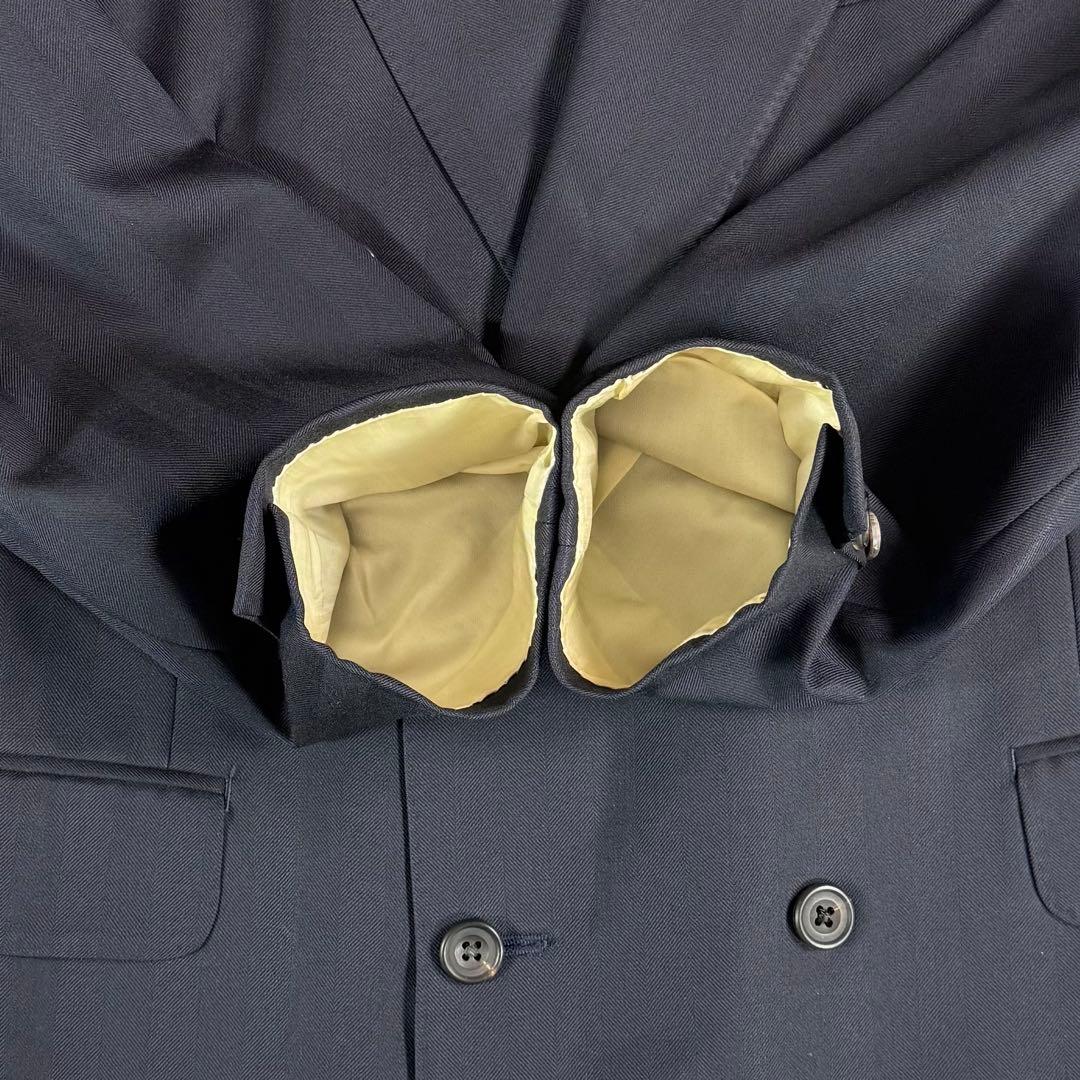 Burberrys Double Suit Navy Shadow Stripe 6 Button Vintage
