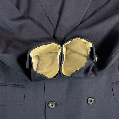 Burberrys Double Suit Navy Shadow Stripe 6 Button Vintage