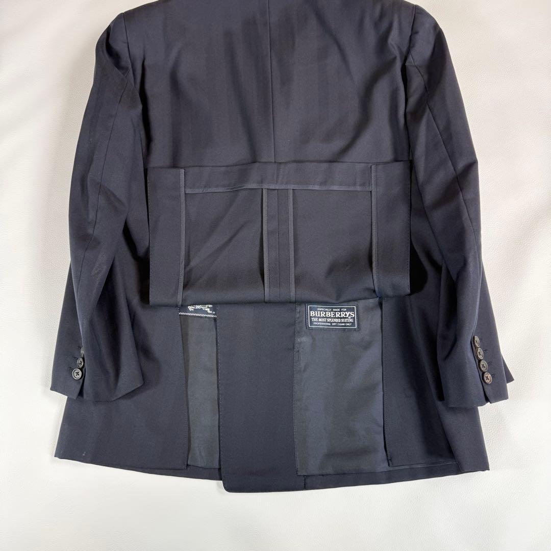 Burberrys Double Suit Navy Shadow Stripe 6 Button Vintage