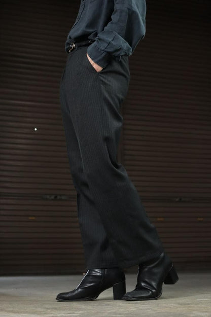 90s 2 Piece Setup Suit Double 2 Tuck Pinstripe Charcoal