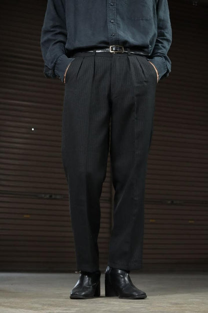 90s 2 Piece Setup Suit Double 2 Tuck Pinstripe Charcoal