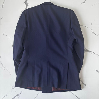 PLAYBOY✨Double suit, shadow pattern, lining wine red, engraved buttons, navy blue blur
