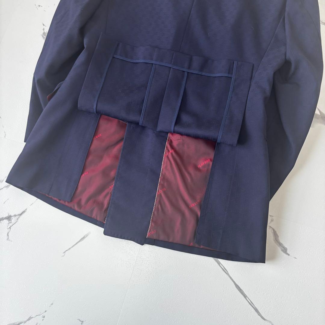 PLAYBOY✨Double suit, shadow pattern, lining wine red, engraved buttons, navy blue blur