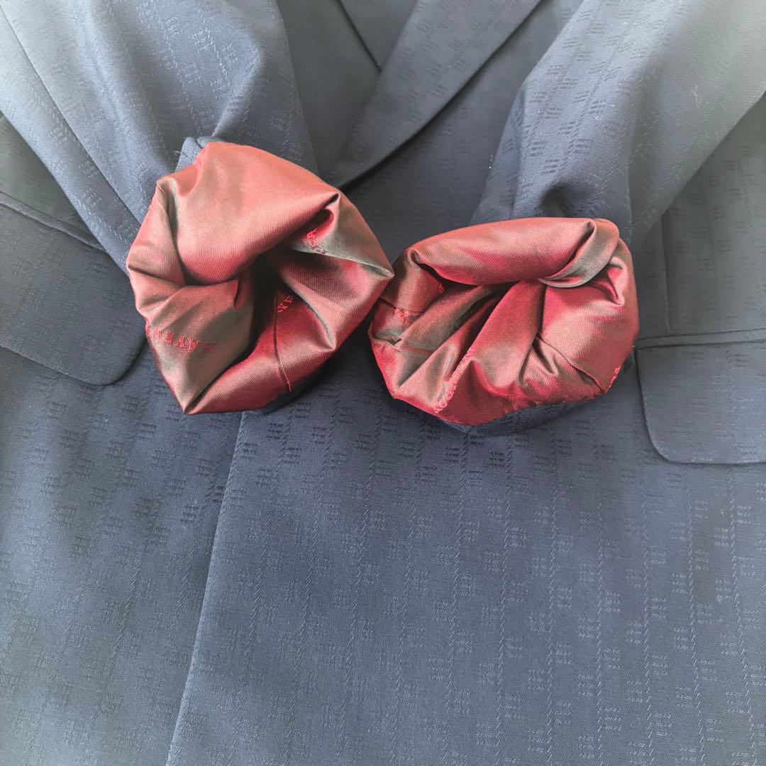 PLAYBOY✨Double suit, shadow pattern, lining wine red, engraved buttons, navy blue blur