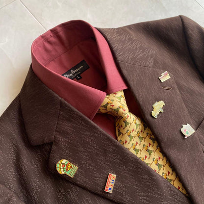 90s vintage Ferragamo tie suit pins 4 piece set