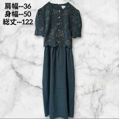 Rare/Retro✨Miss Dorby long dress scalloped hem floral pattern 10