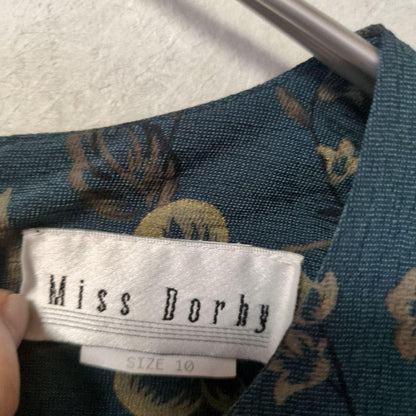 Rare/Retro✨Miss Dorby long dress scalloped hem floral pattern 10