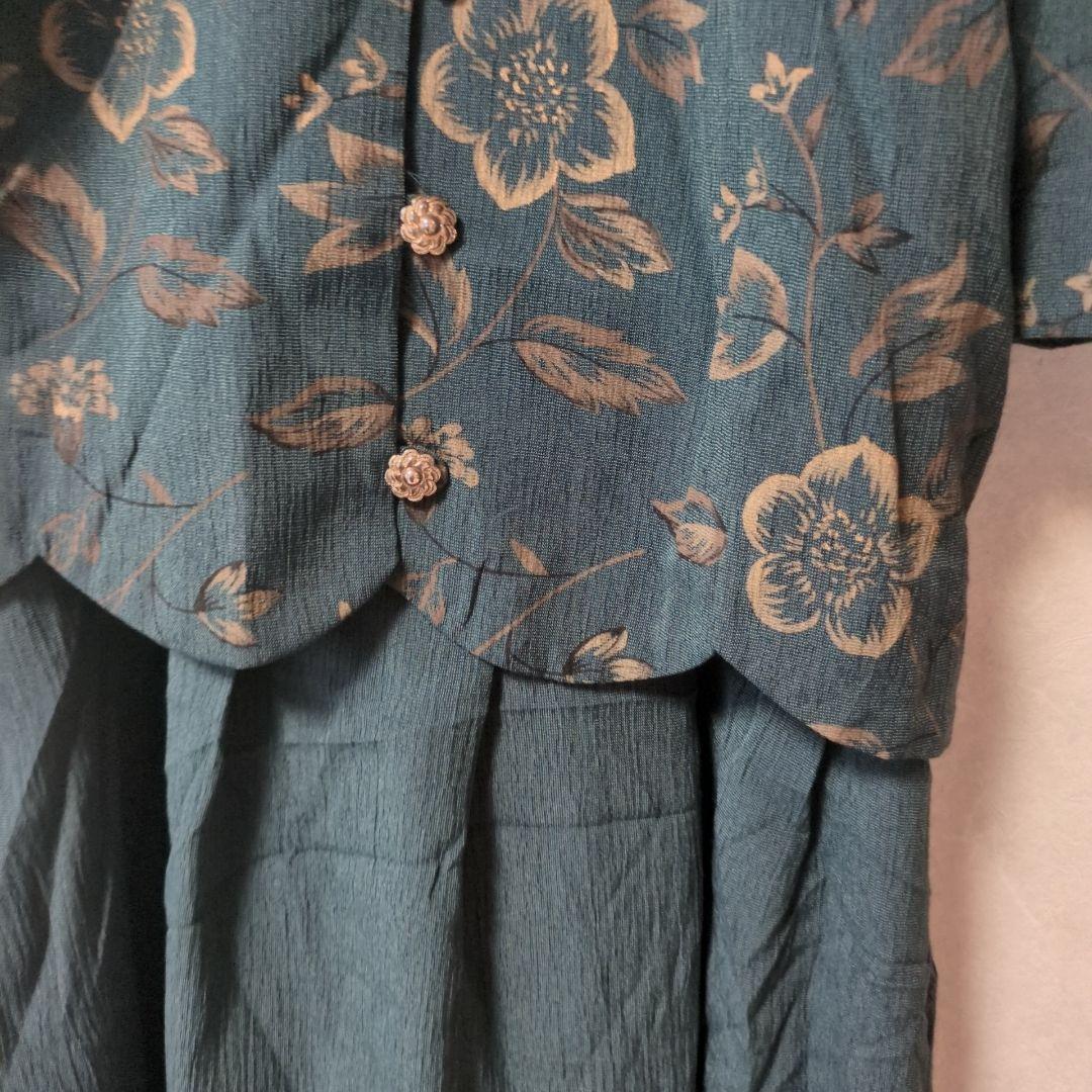 Rare/Retro✨Miss Dorby long dress scalloped hem floral pattern 10