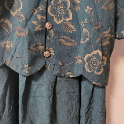 Rare/Retro✨Miss Dorby long dress scalloped hem floral pattern 10