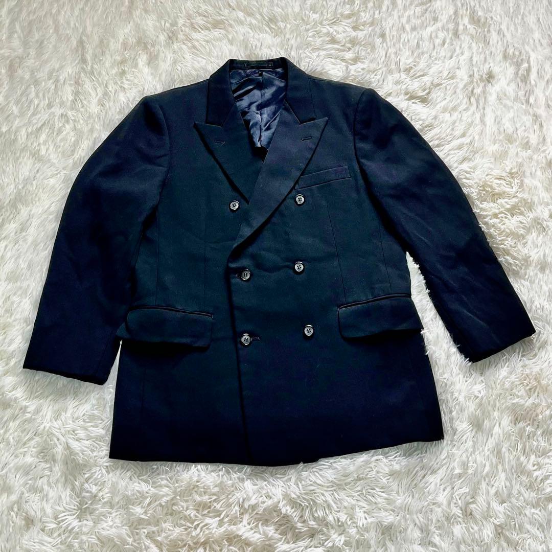 [Extremely beautiful item] Masaki Suda style double suit set up extra thick wide black vintage men's L