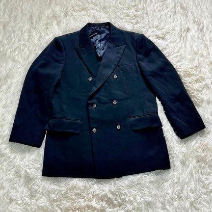 [Extremely beautiful item] Masaki Suda style double suit set up extra thick wide black vintage men's L