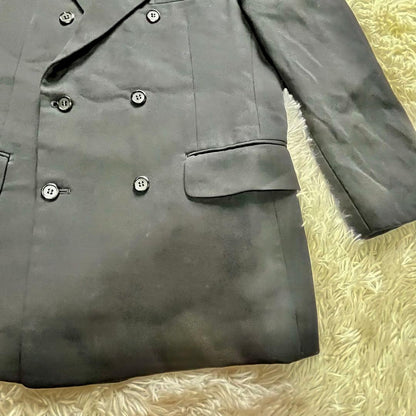 [Extremely beautiful item] Masaki Suda style double suit set up extra thick wide black vintage men's L