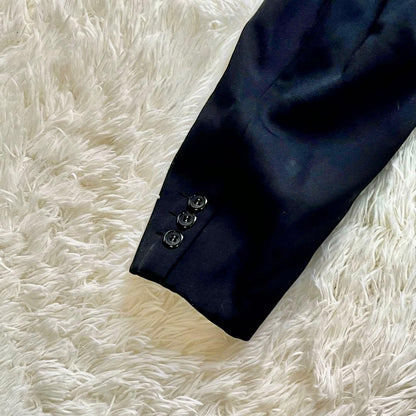[Extremely beautiful item] Masaki Suda style double suit set up extra thick wide black vintage men's L