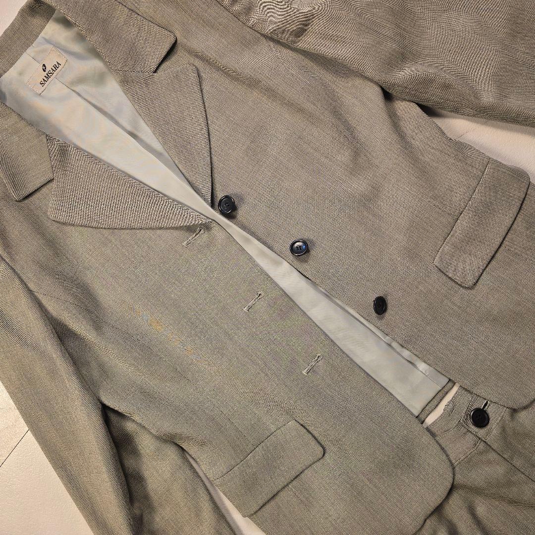 Single button suit setup 90s gray gray made in Japan