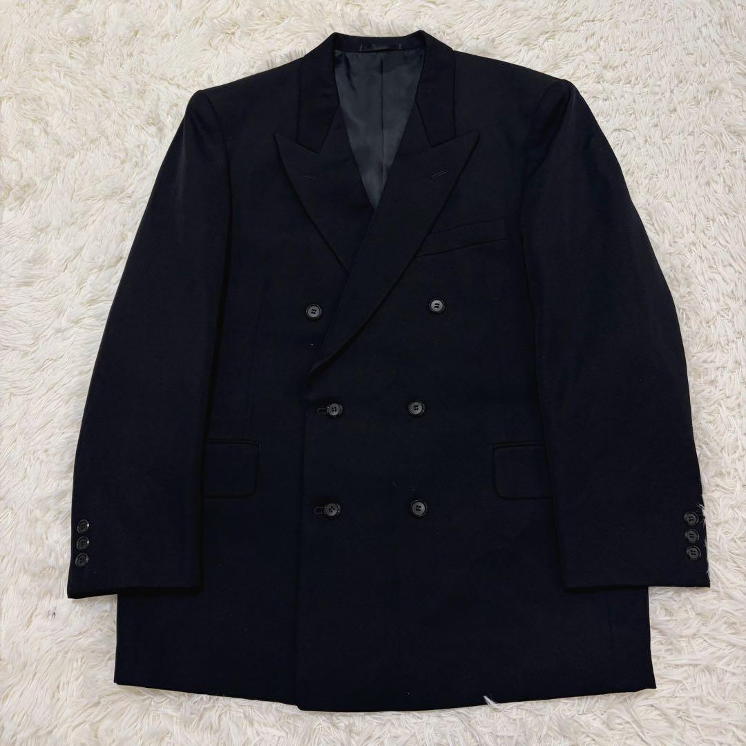 [Good condition] 90s vintage double-breasted set-up suit black