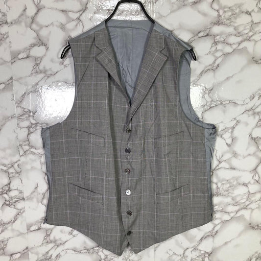 Vintage 100% Wool Check Suit Vest Gray Sartoria Plum