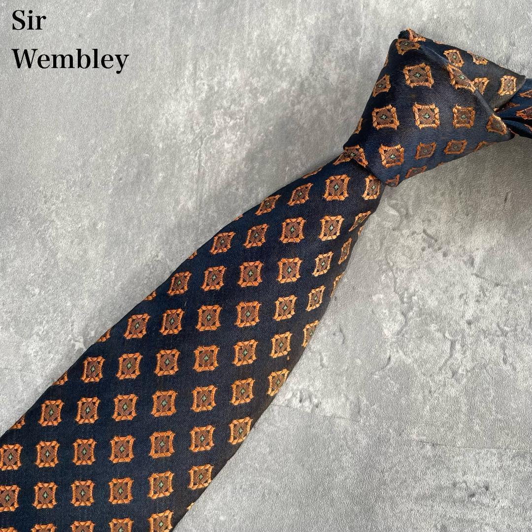 Sir Wembley [Large Sword 8cm Regular] Tie Square Crest Pattern 100% Silk