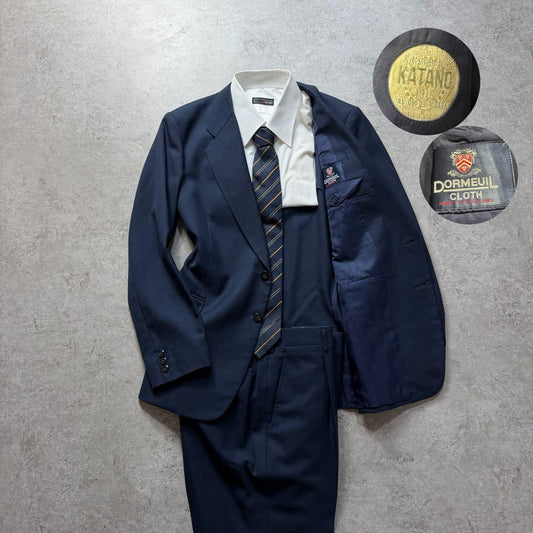 Luxury Fabric Dormeuil Vintage Navy Men's Setup Suit L Equivalent