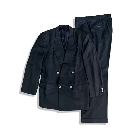NINA RICCI Monsieur Ermenegildo Zegna Ermenegildo Zegna fabric double-breasted jacket suit size 98 navy men's